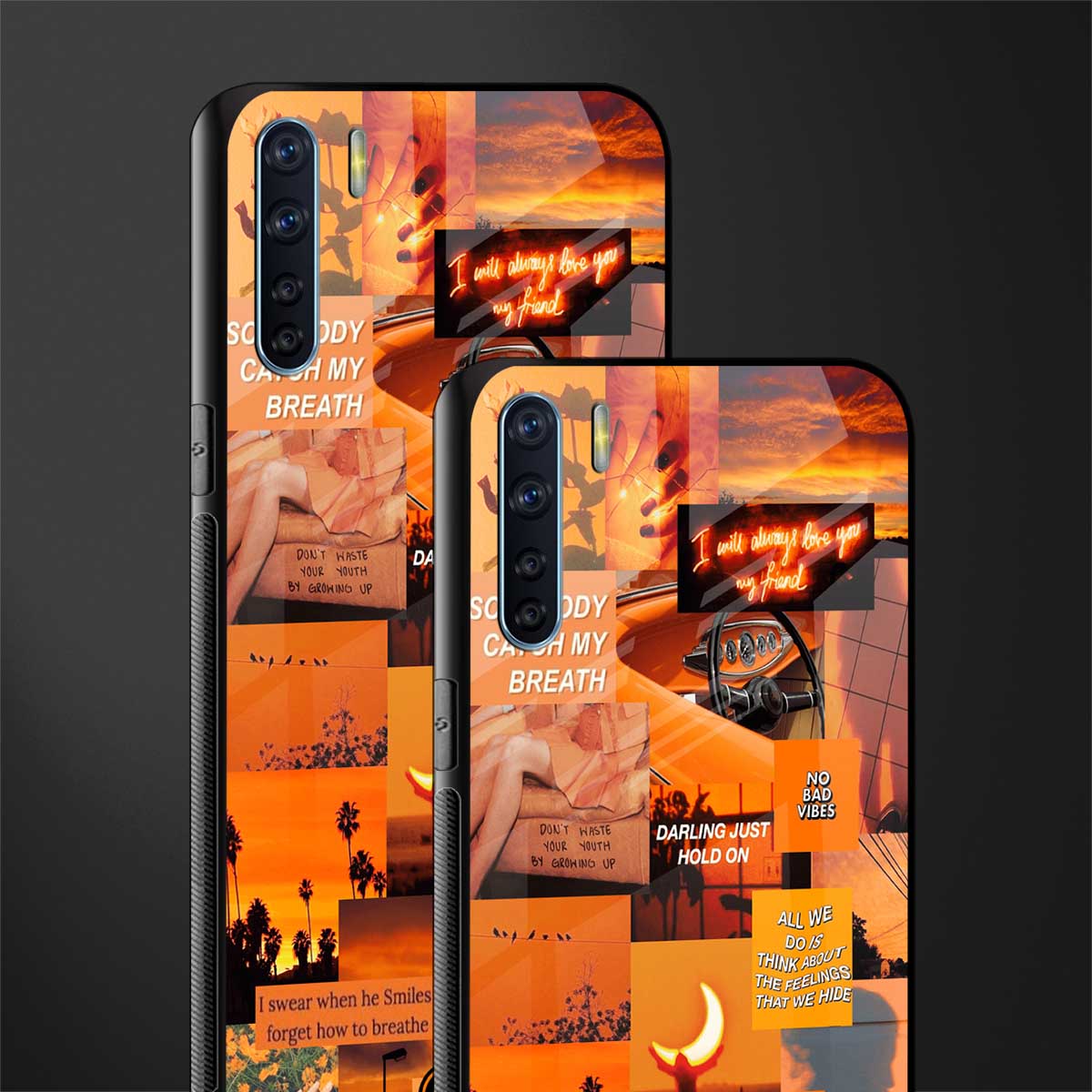 orange aesthetic glass case for oppo f15 image-2