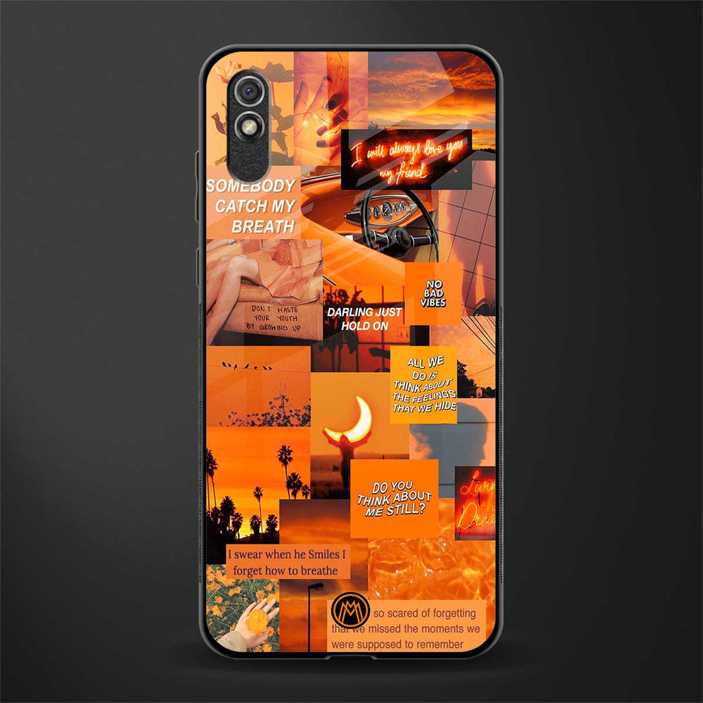 orange aesthetic glass case for redmi 9a image
