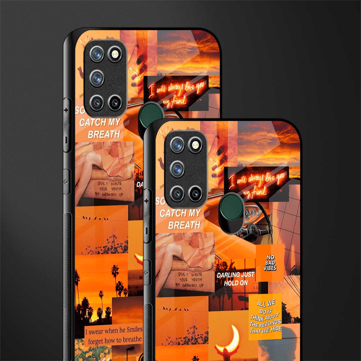 orange aesthetic glass case for realme 7i image-2