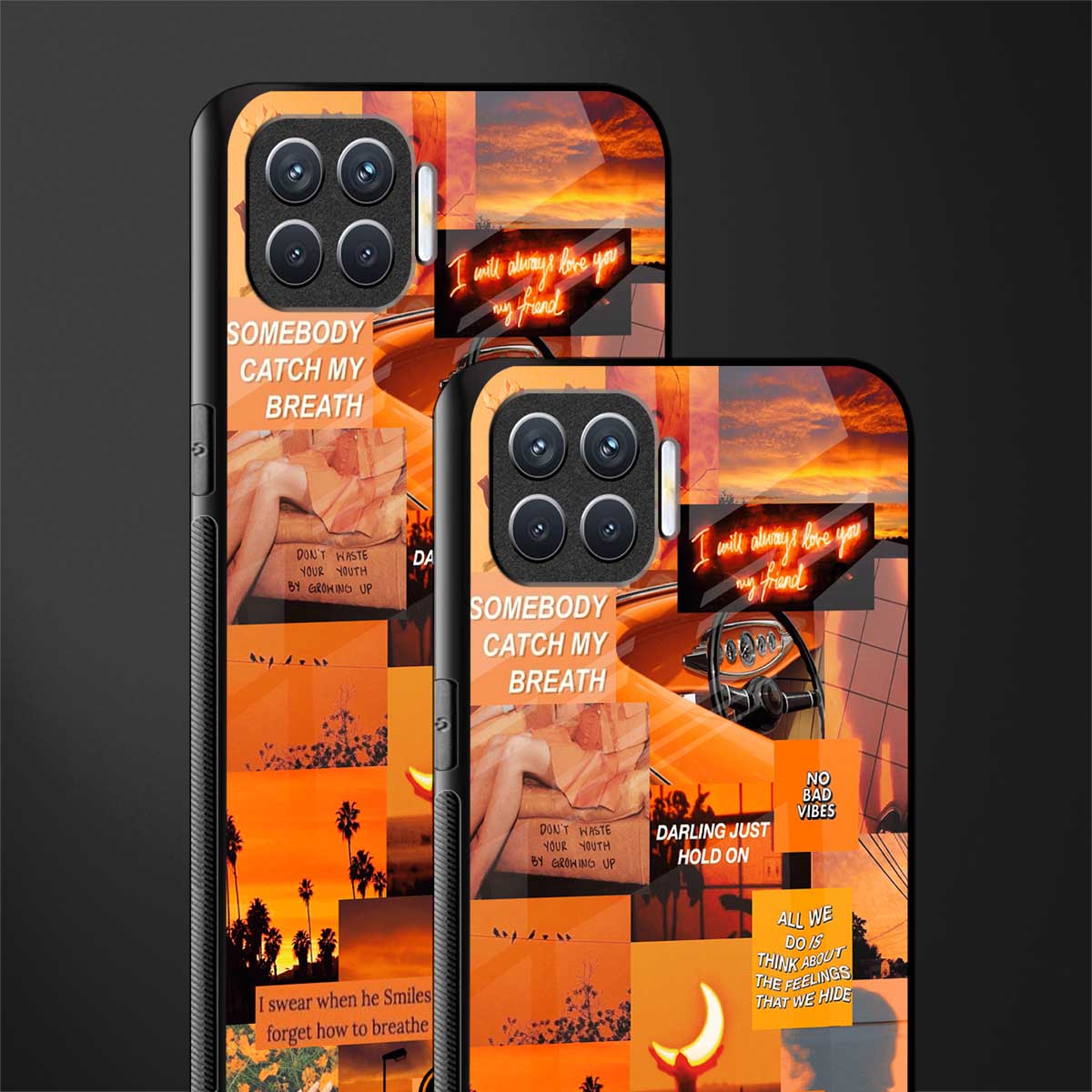 orange aesthetic glass case for oppo f17 image-2