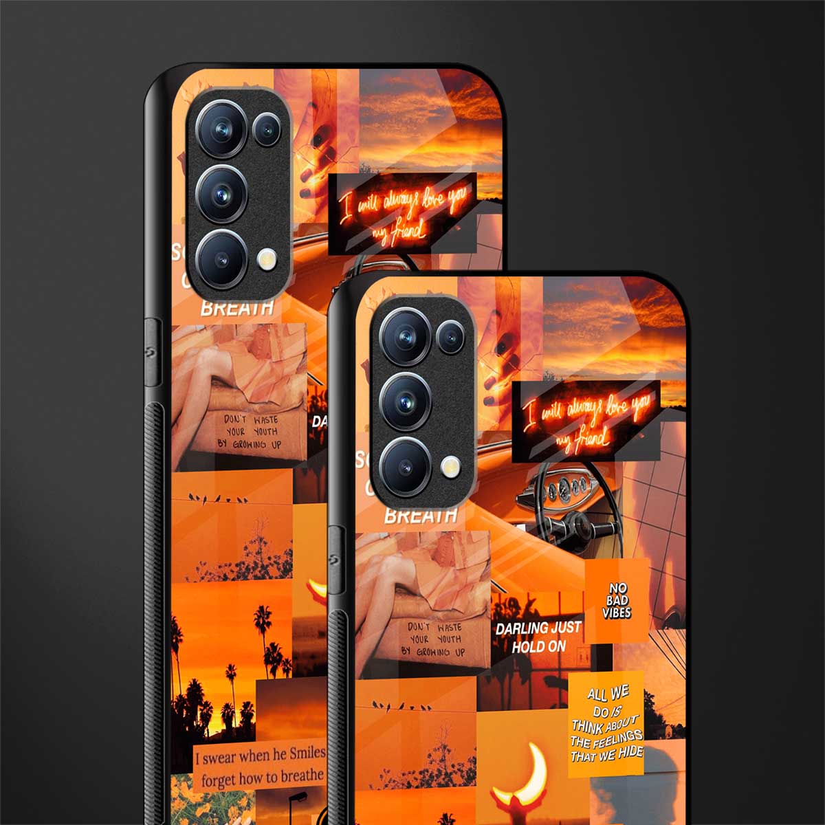 orange aesthetic glass case for oppo reno 5 pro image-2
