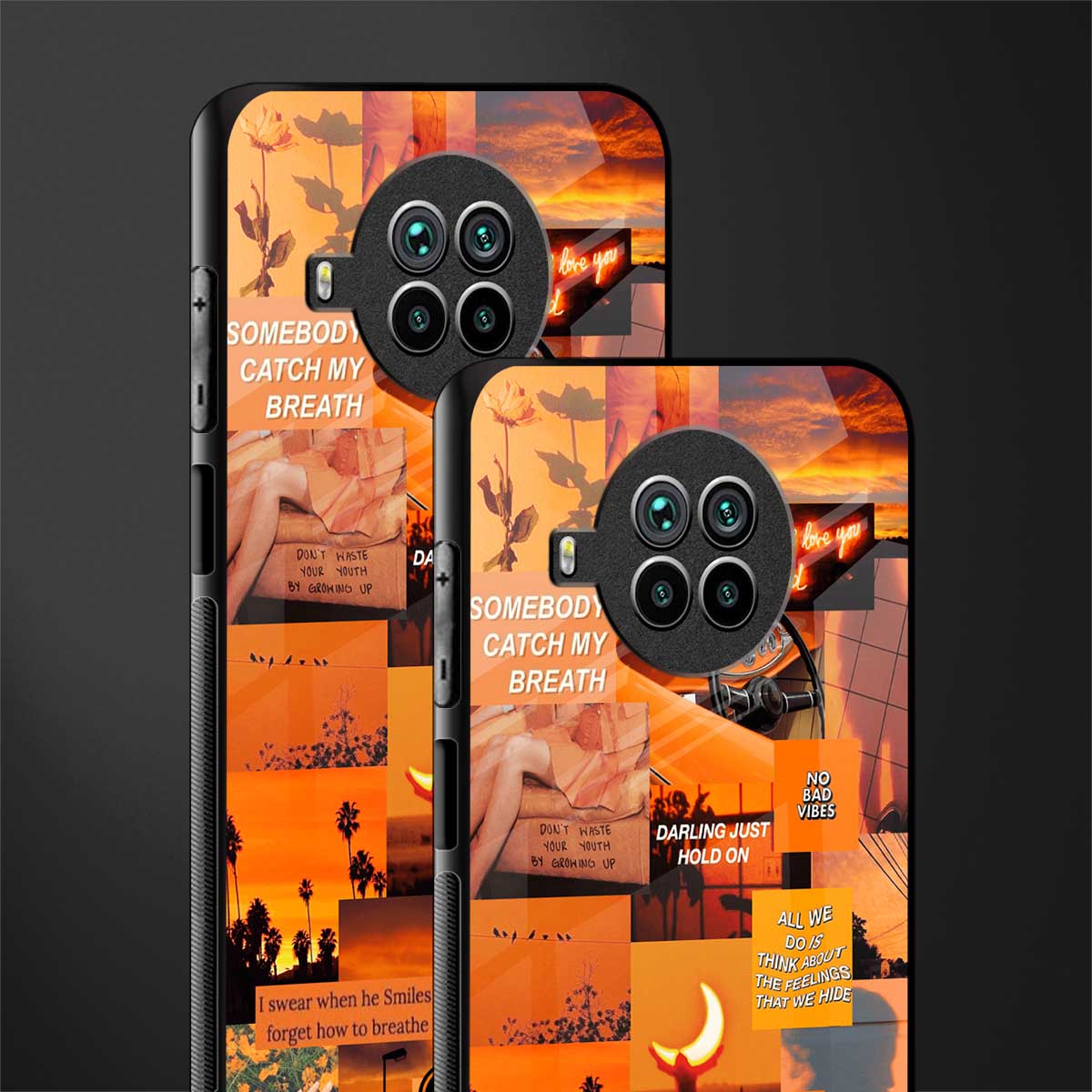 orange aesthetic glass case for mi 10i image-2