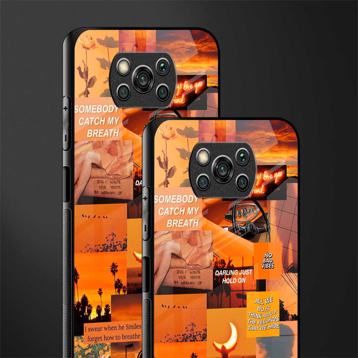orange aesthetic glass case for poco x3 pro image-2