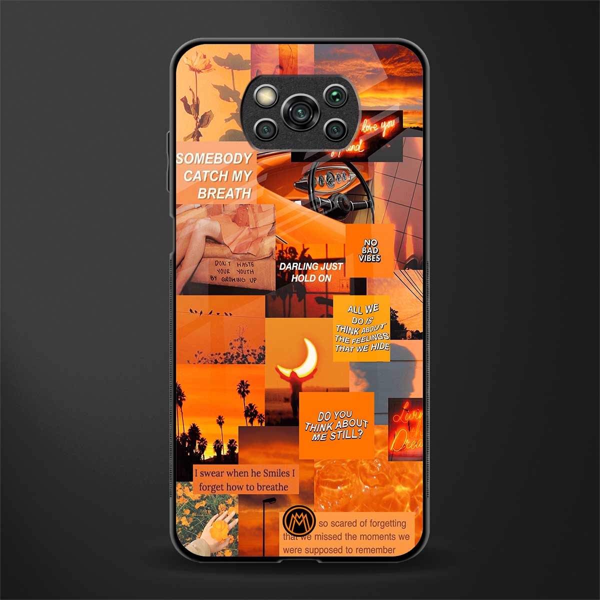 orange aesthetic glass case for poco x3 pro image