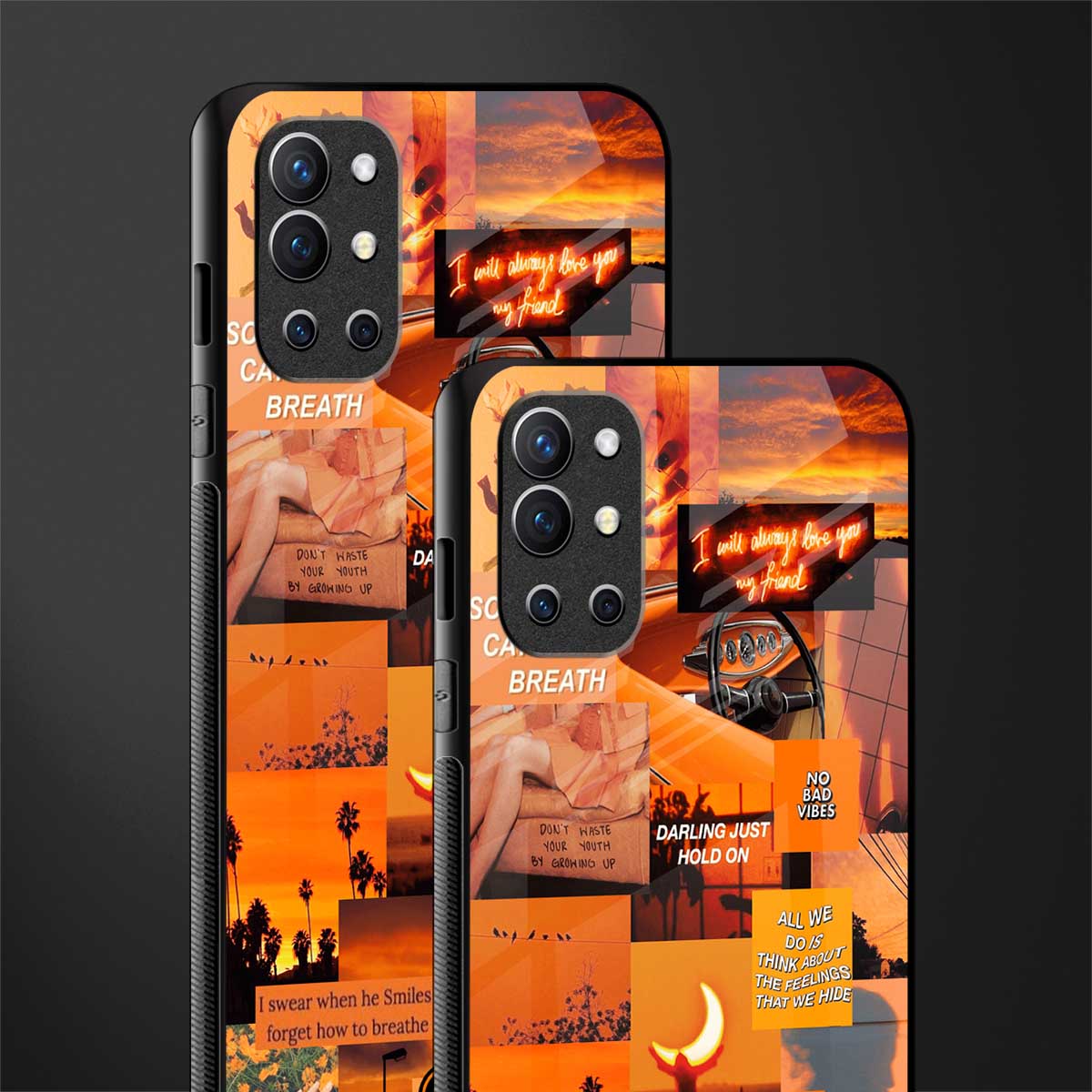 orange aesthetic glass case for oneplus 9r image-2