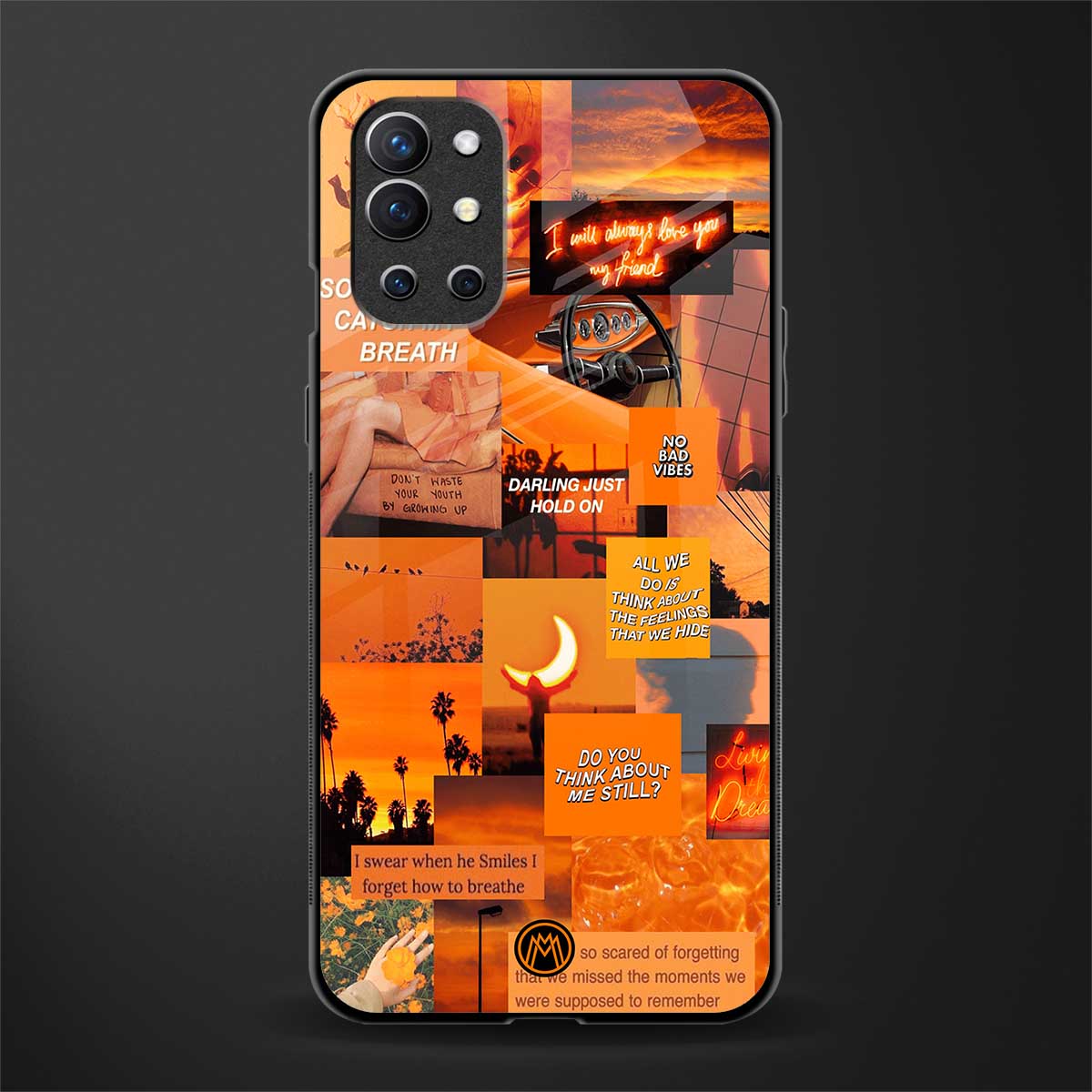 orange aesthetic glass case for oneplus 9r image