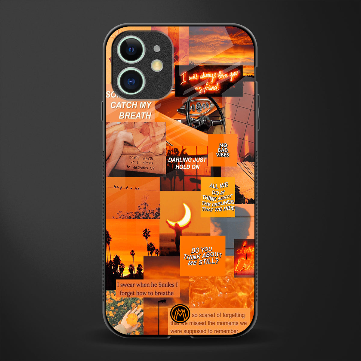orange aesthetic glass case for iphone 12 mini image