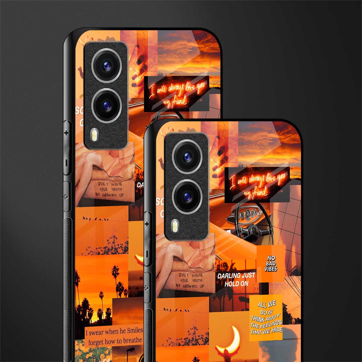 orange aesthetic glass case for vivo v21e 5g image-2