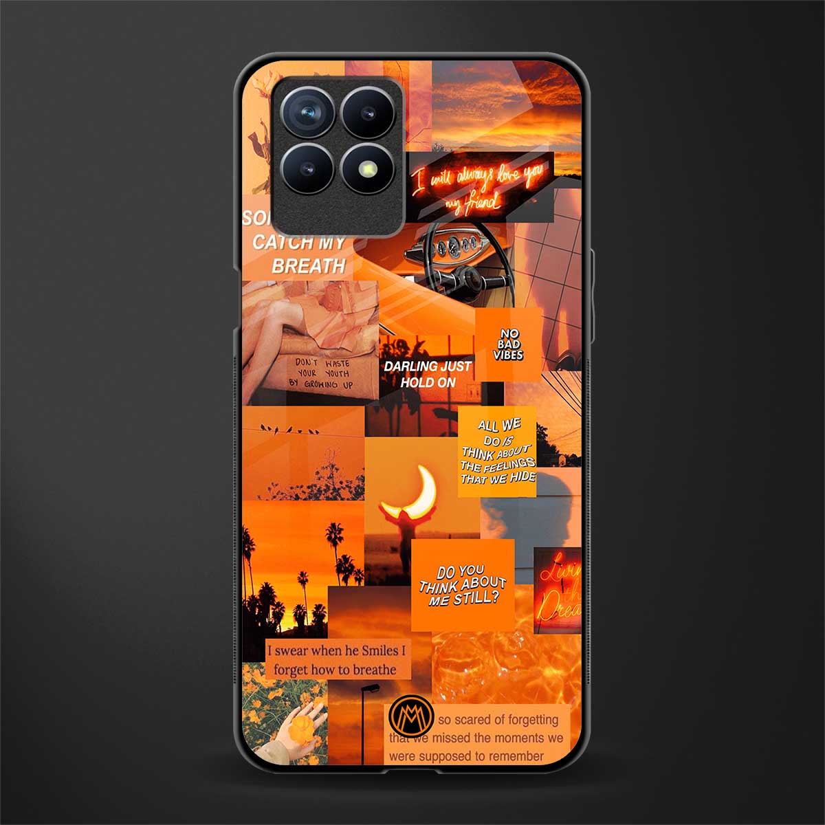 orange aesthetic glass case for realme 8i image