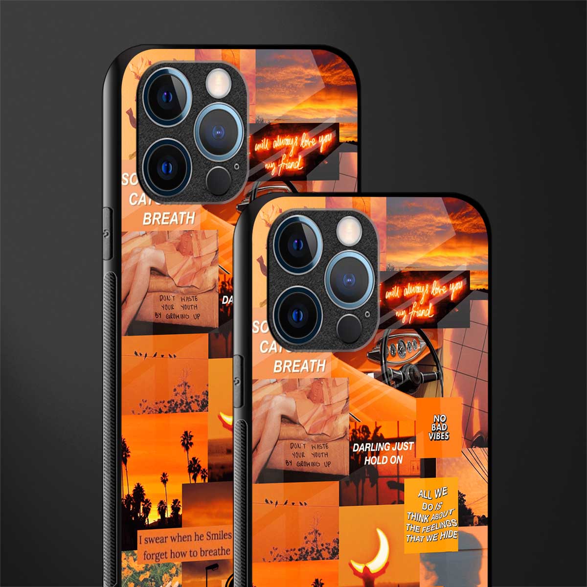 orange aesthetic glass case for iphone 13 pro image-2