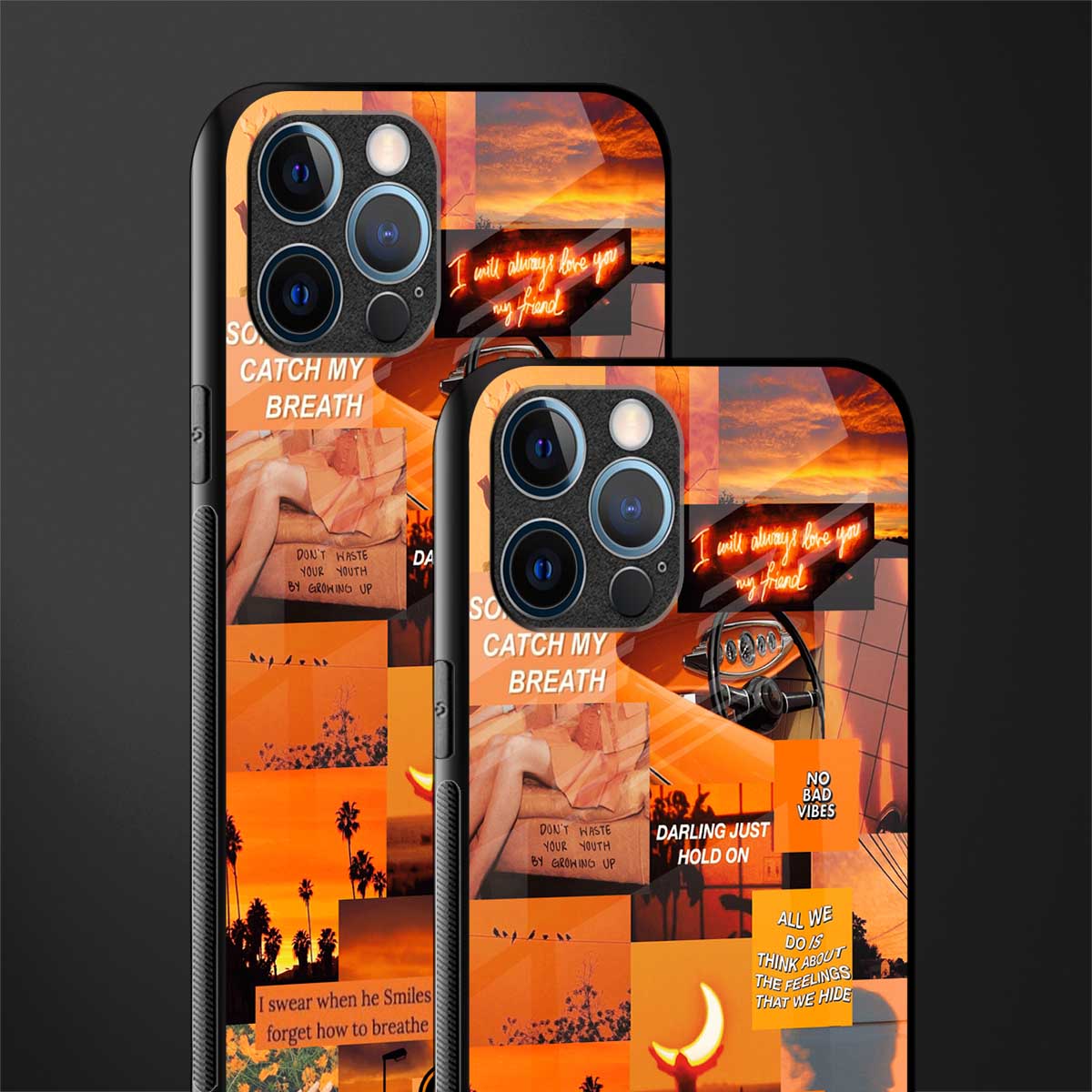 orange aesthetic glass case for iphone 12 pro max image-2