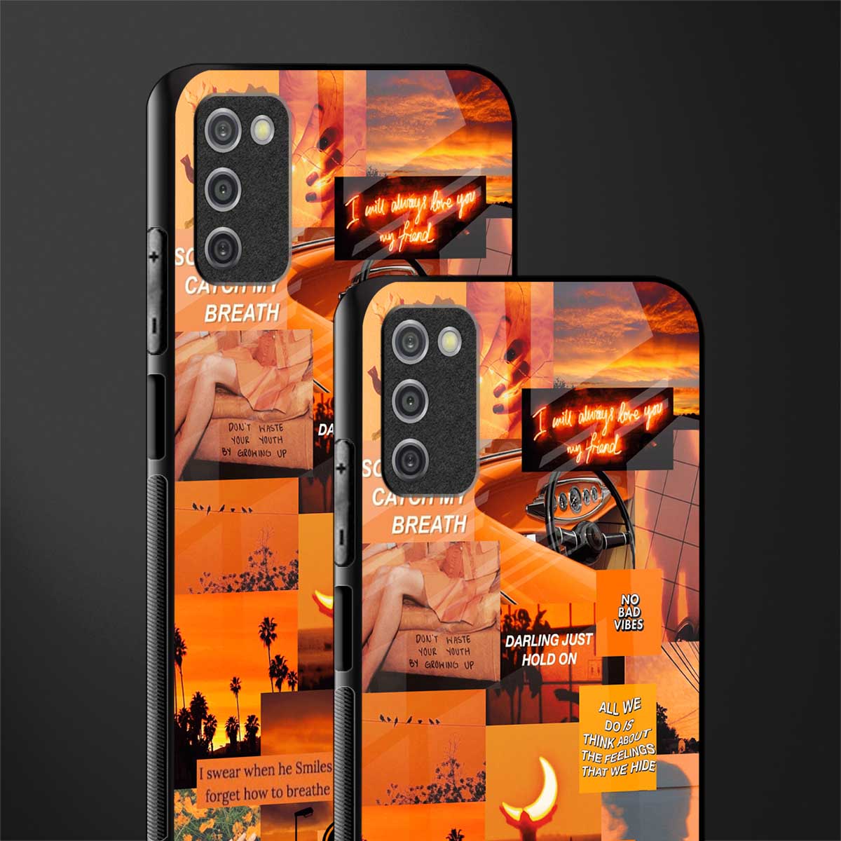 orange aesthetic glass case for samsung galaxy a03s image-2