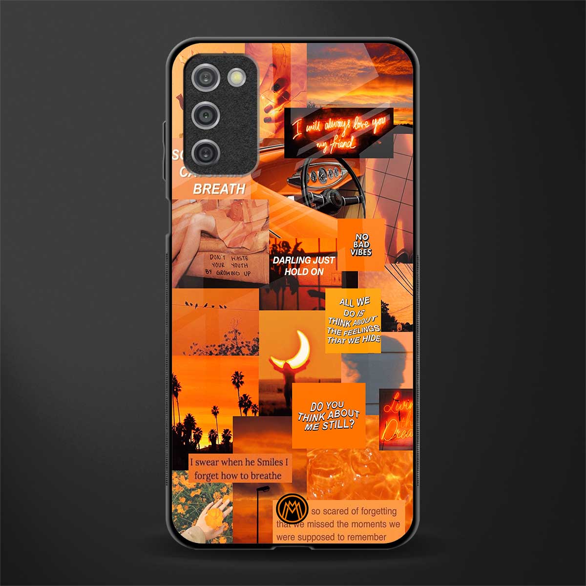 orange aesthetic glass case for samsung galaxy a03s image