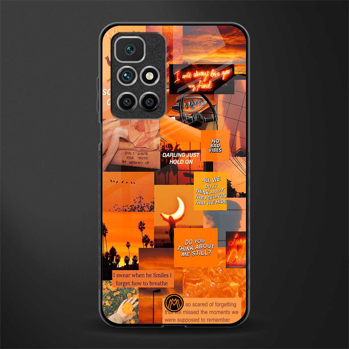 orange aesthetic glass case for redmi 10 prime image