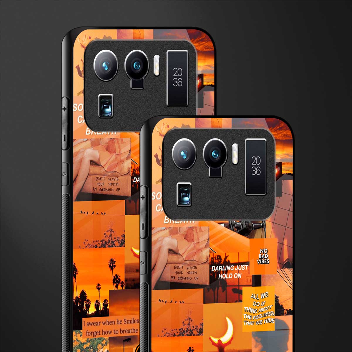 orange aesthetic glass case for mi 11 ultra 5g image-2