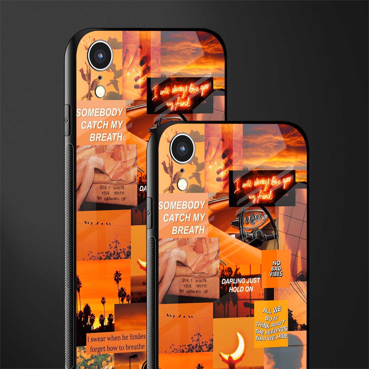 orange aesthetic glass case for iphone xr image-2