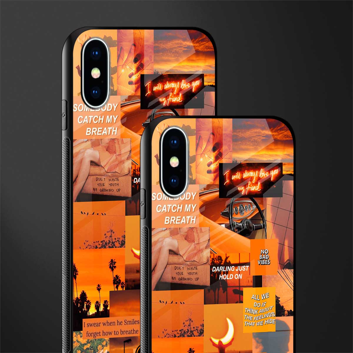 orange aesthetic glass case for iphone xs image-2