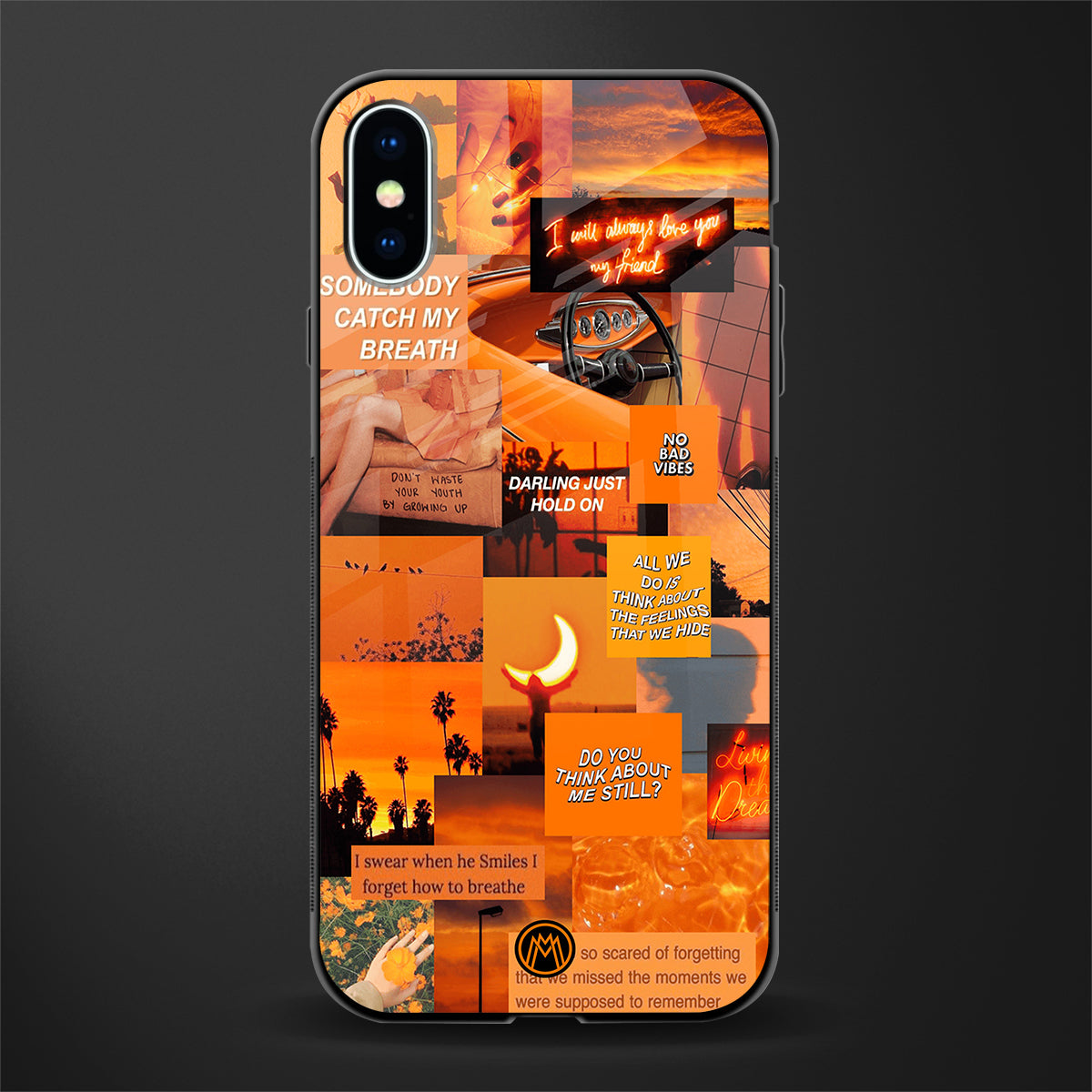 orange aesthetic glass case for iphone xs image