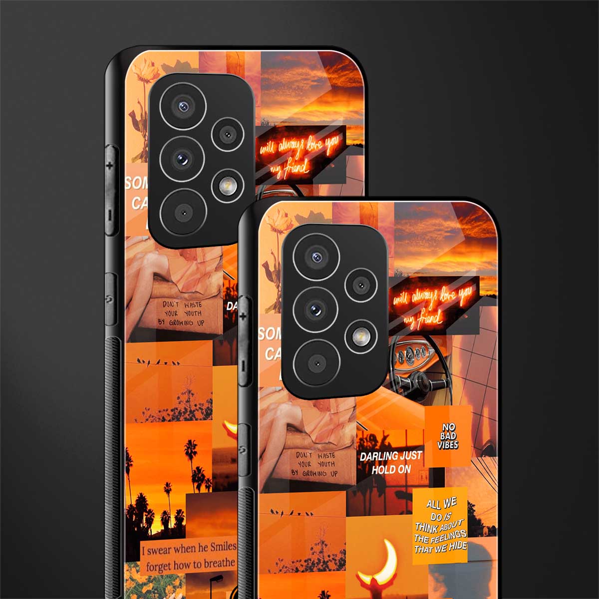 orange aesthetic back phone cover | glass case for samsung galaxy a73 5g