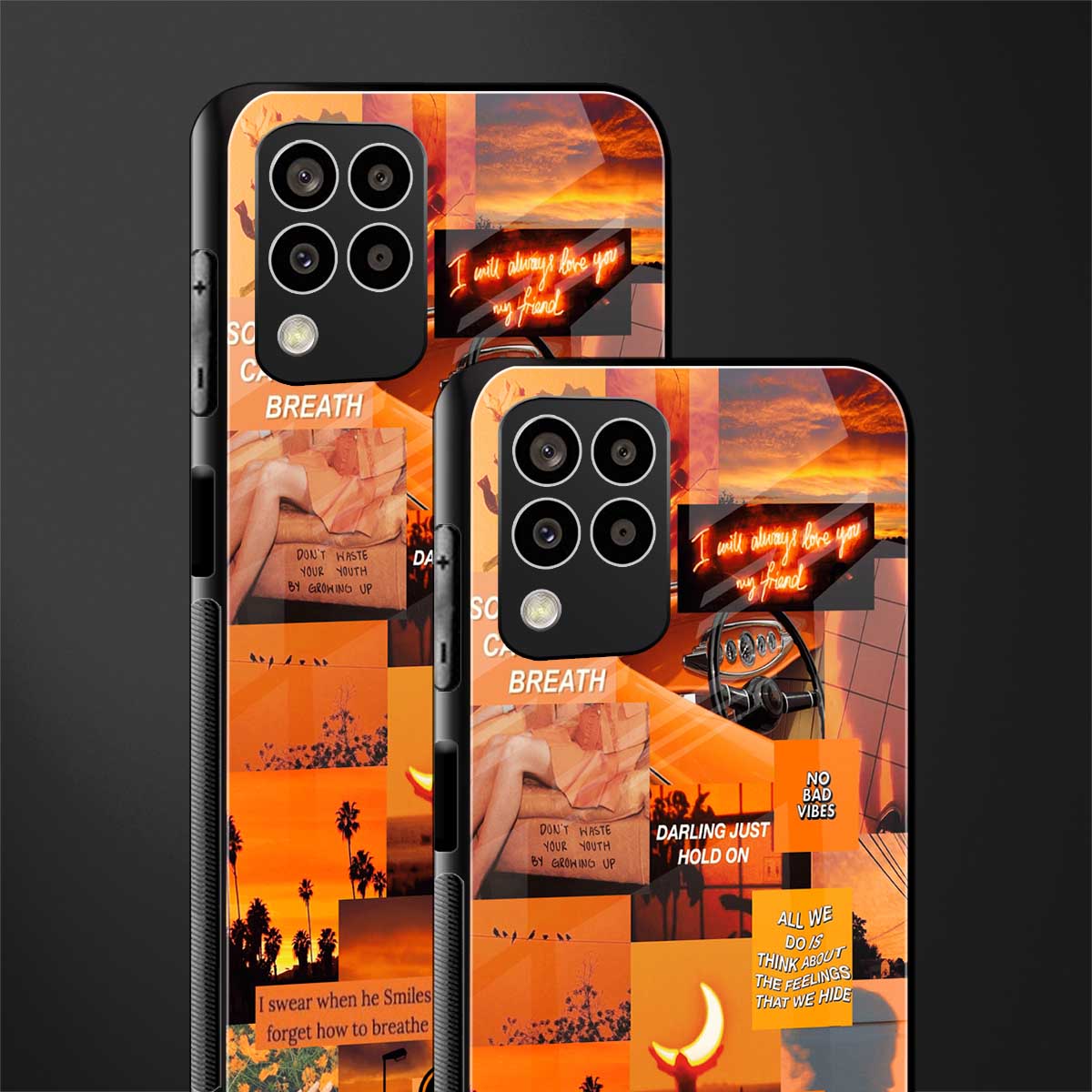 orange aesthetic back phone cover | glass case for samsung galaxy m33 5g