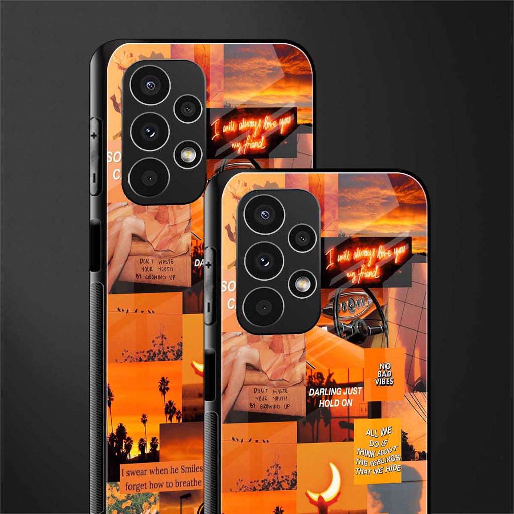 orange aesthetic back phone cover | glass case for samsung galaxy a13 4g