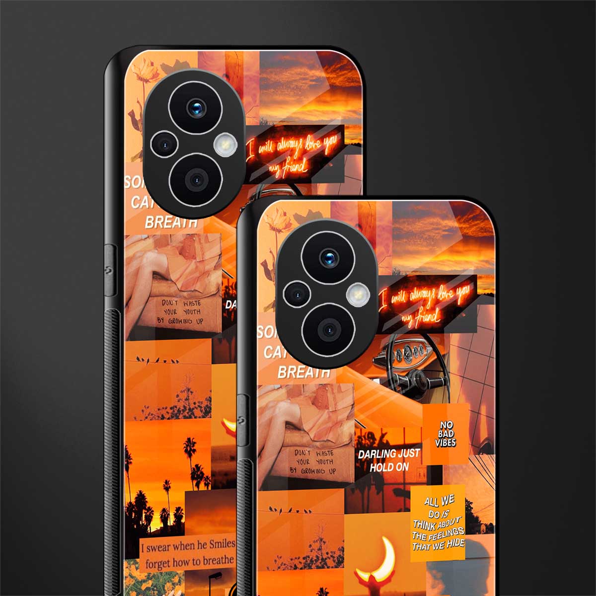 orange aesthetic back phone cover | glass case for oppo f21 pro 5g