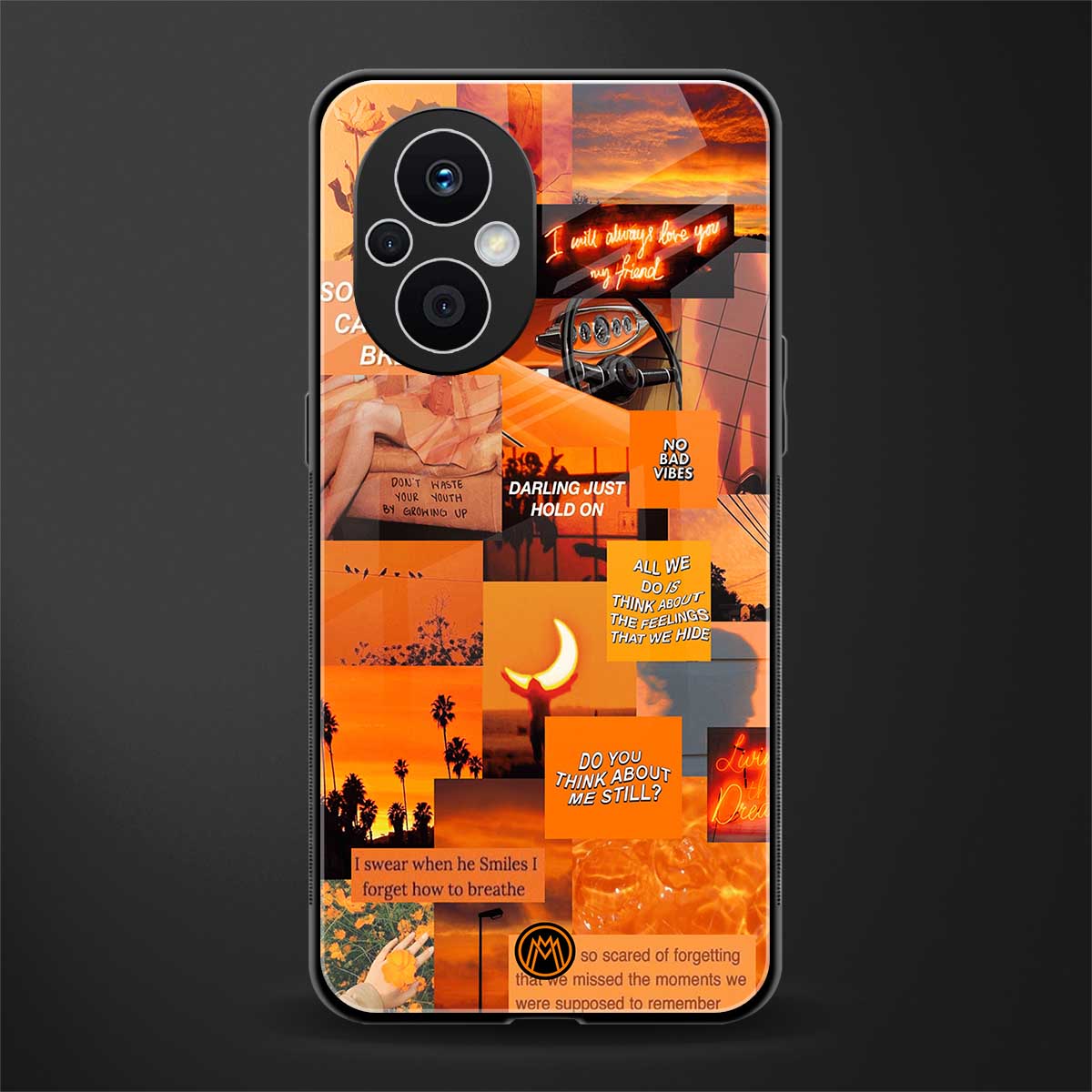orange aesthetic back phone cover | glass case for oppo f21 pro 5g