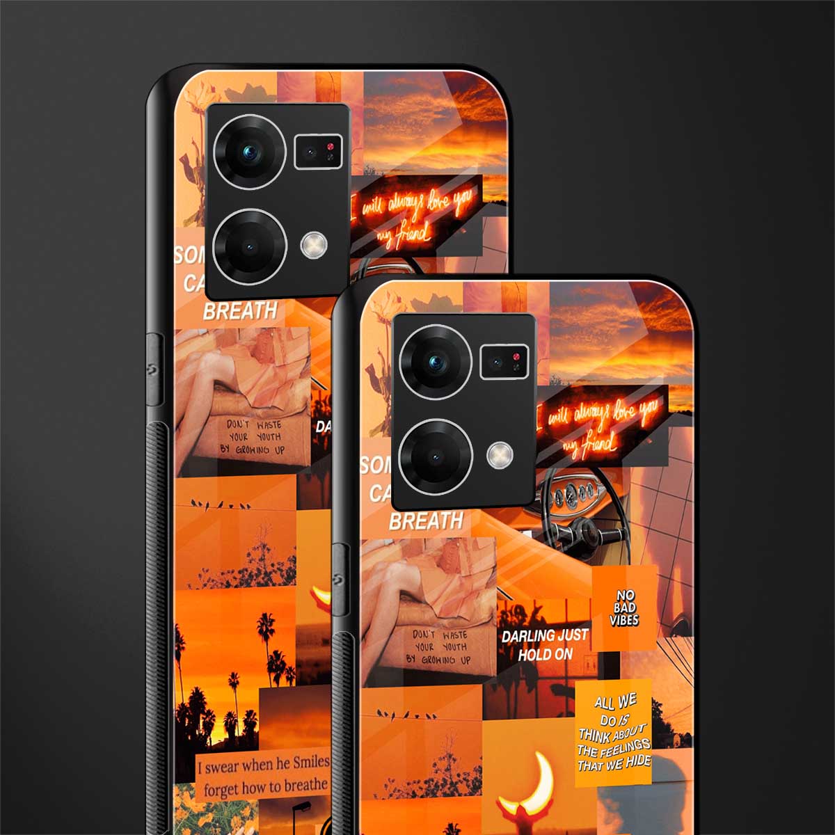 orange aesthetic back phone cover | glass case for oppo f21 pro 4g