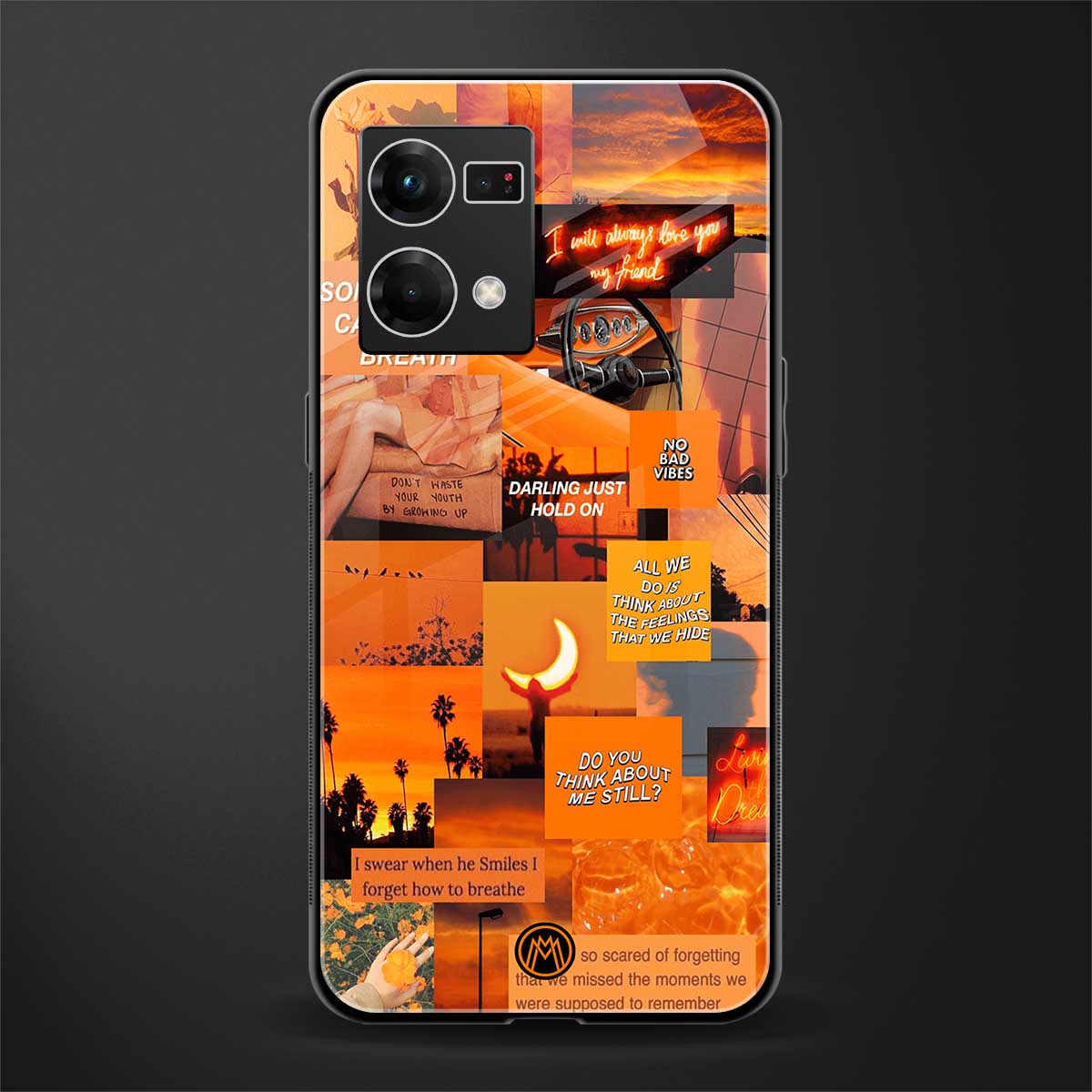 orange aesthetic back phone cover | glass case for oppo f21 pro 4g