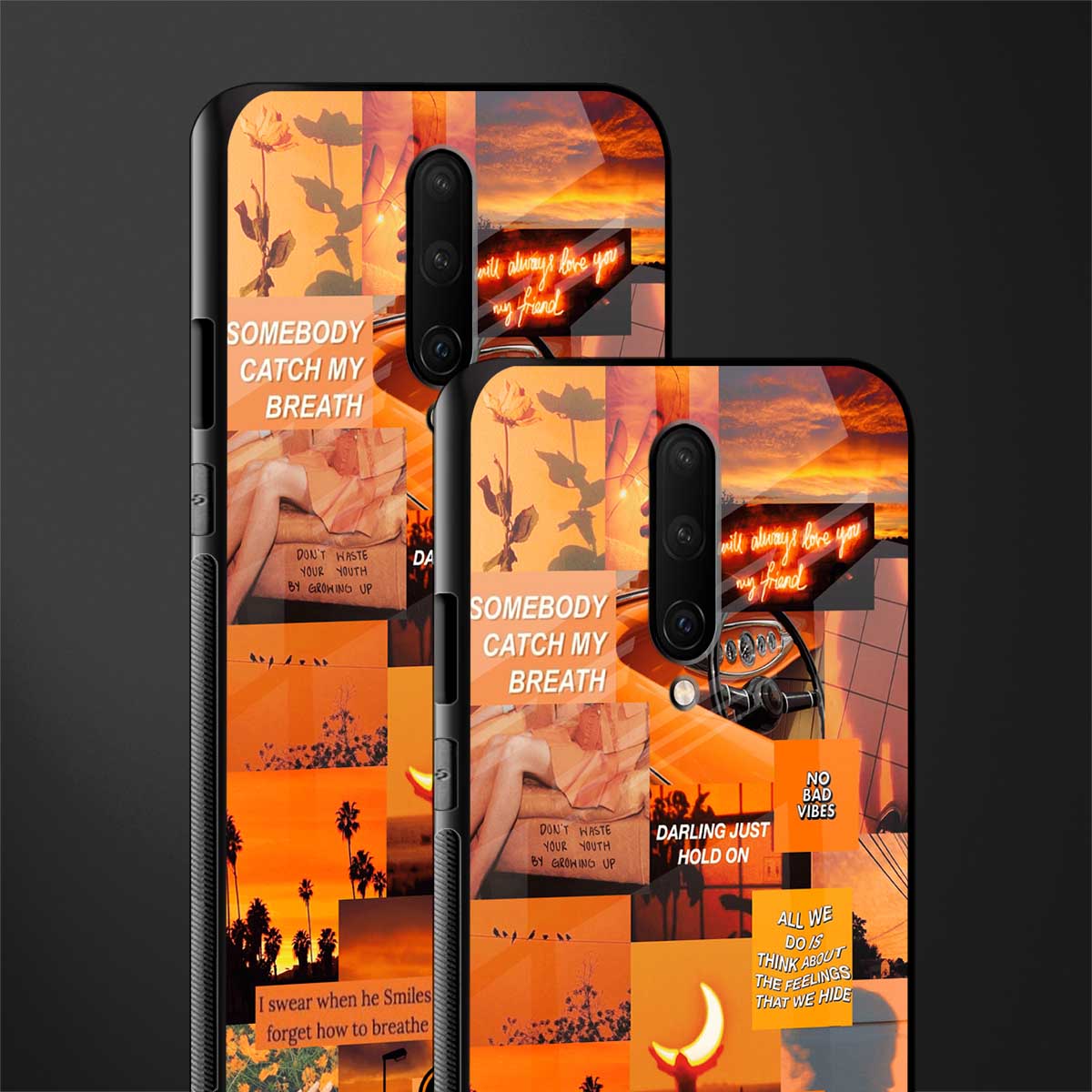 orange aesthetic glass case for oneplus 7 pro image-2