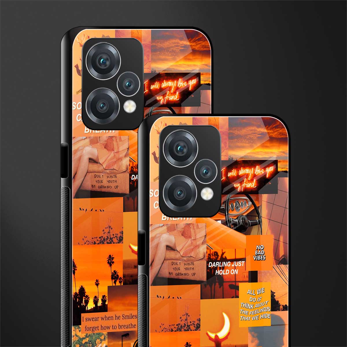orange aesthetic back phone cover | glass case for oneplus nord ce 2 lite 5g