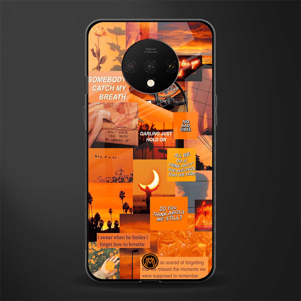 orange aesthetic glass case for oneplus 7t image