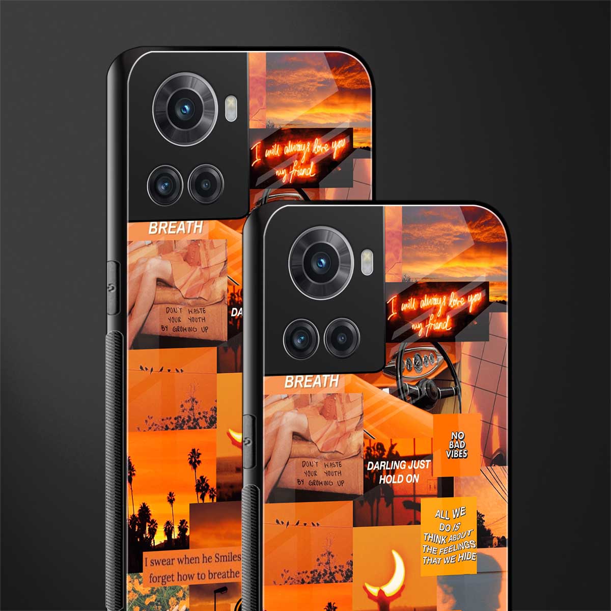 orange aesthetic back phone cover | glass case for oneplus 10r 5g
