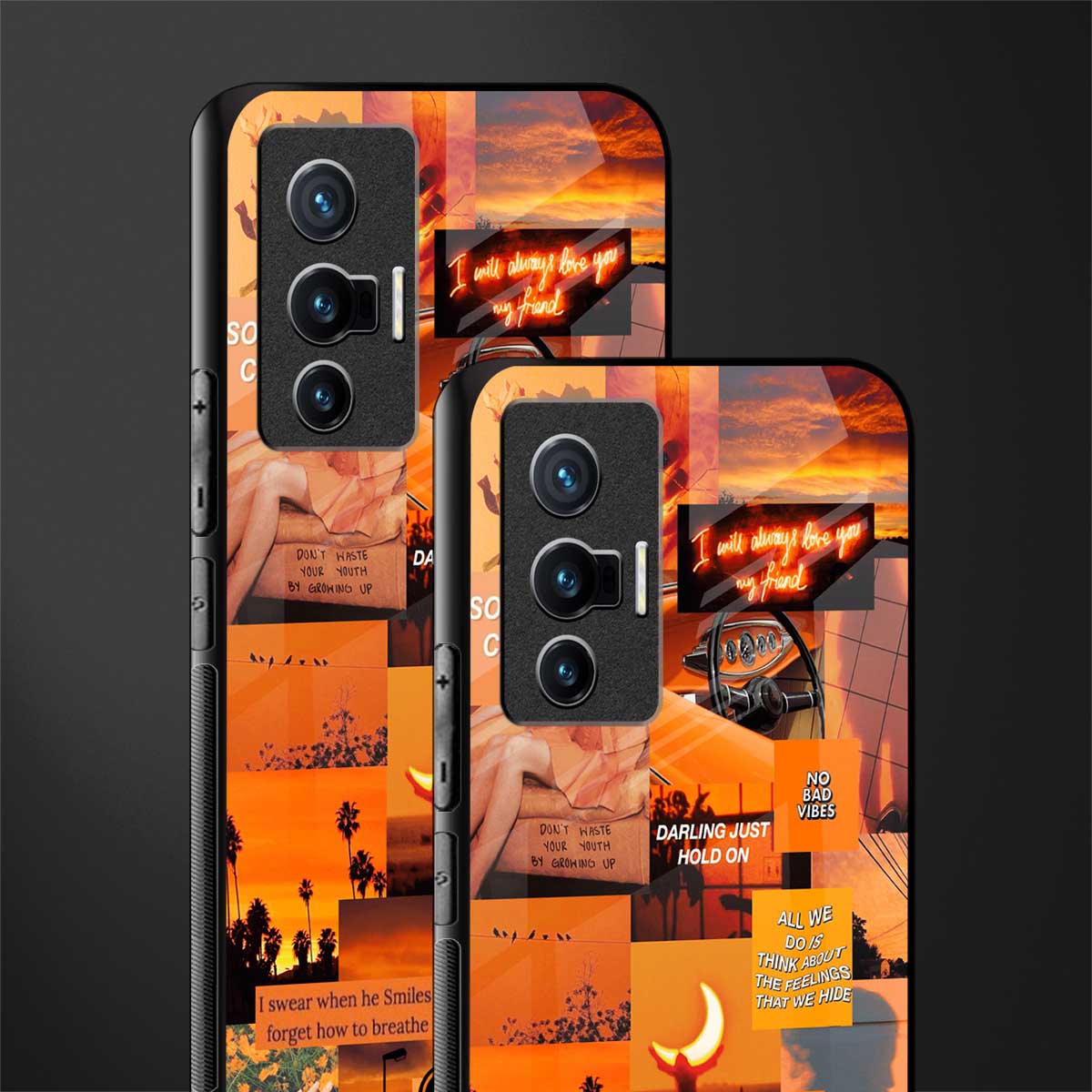 orange aesthetic glass case for vivo x70 image-2