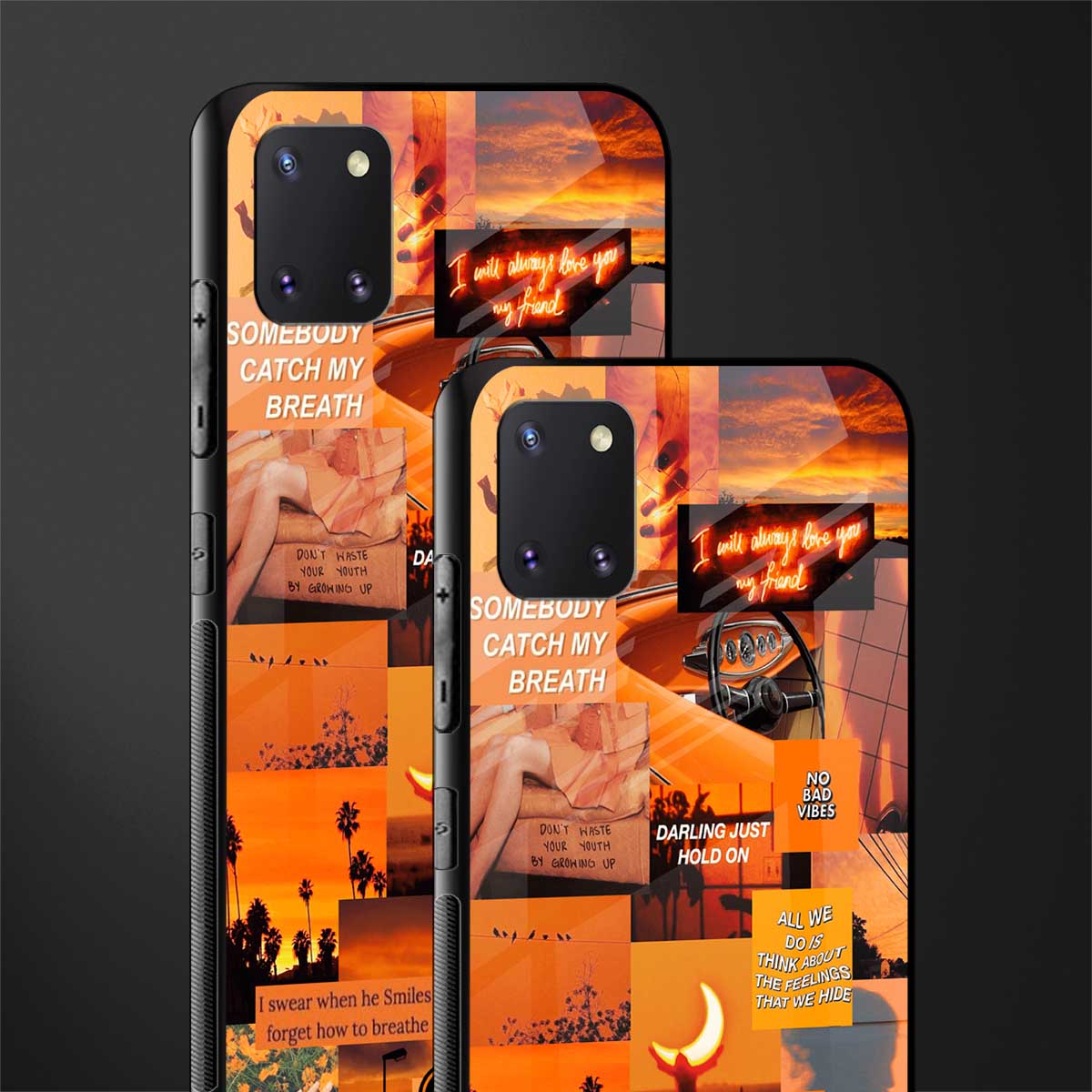 orange aesthetic glass case for samsung a81 image-2