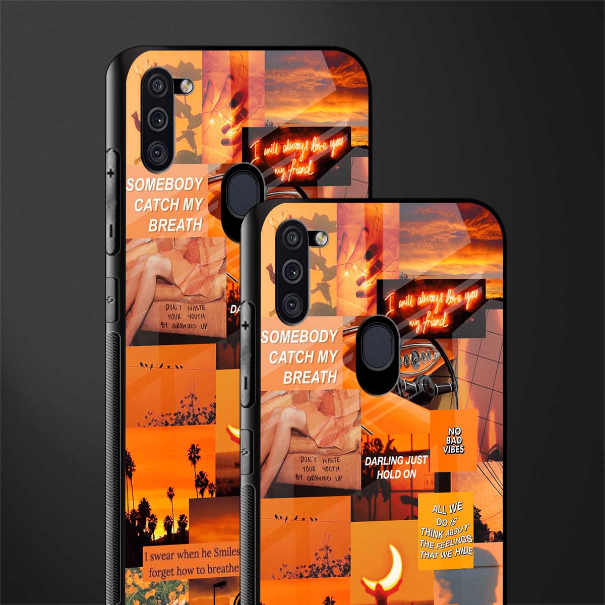 orange aesthetic glass case for samsung galaxy m11 image-2