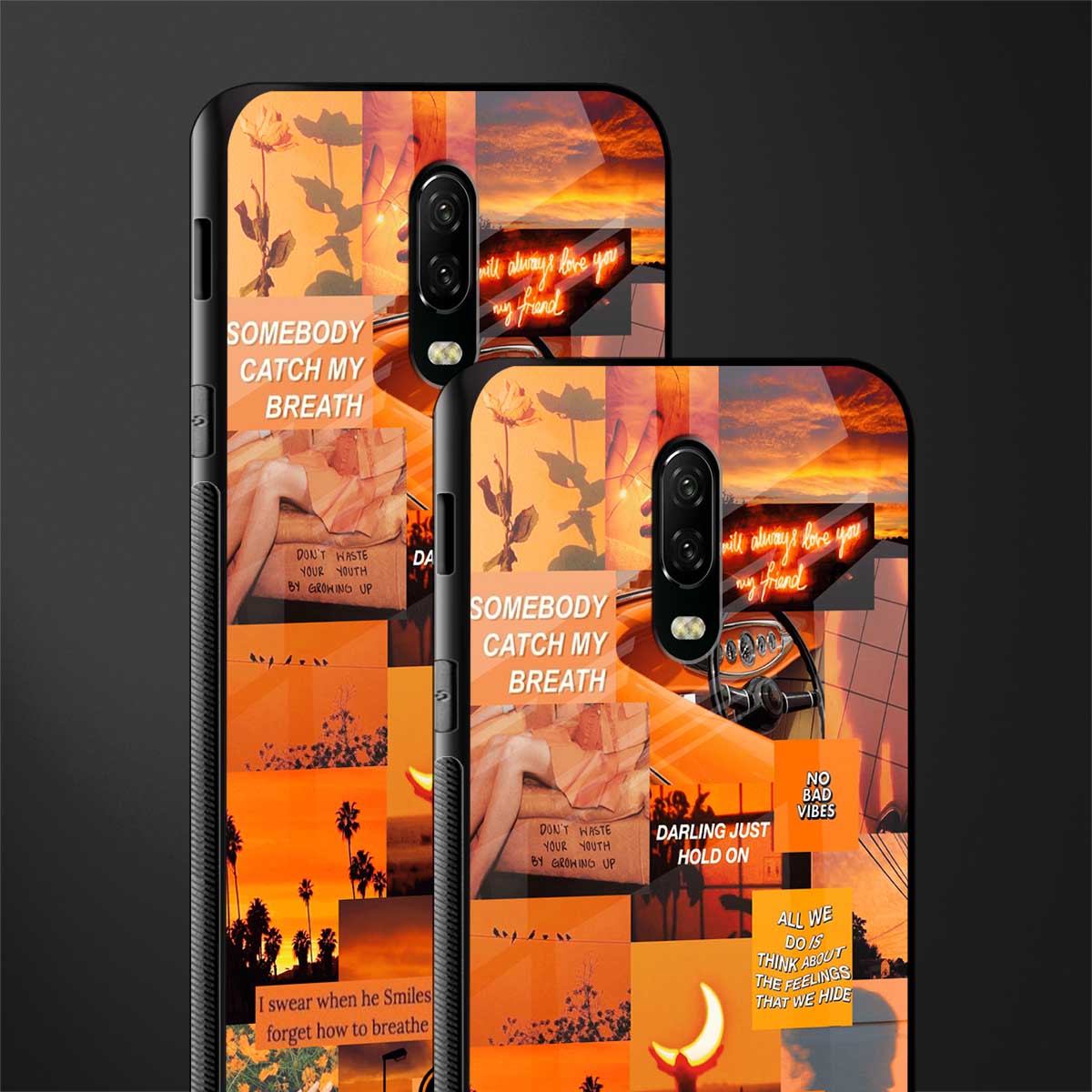orange aesthetic glass case for oneplus 6t image-2