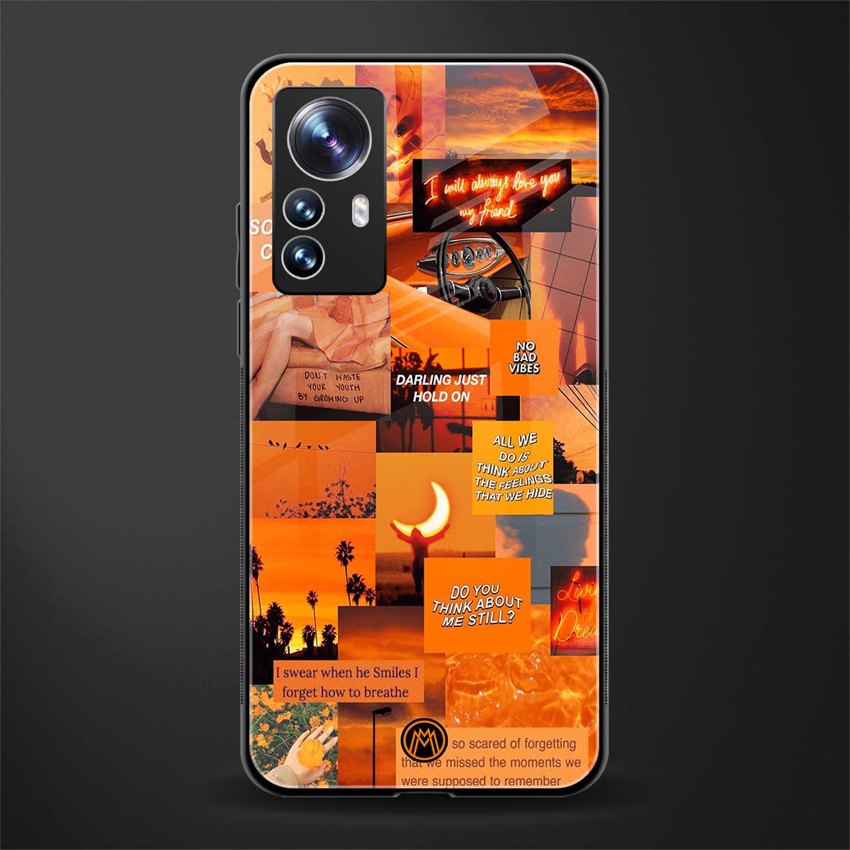 orange aesthetic back phone cover | glass case for xiaomi 12 pro