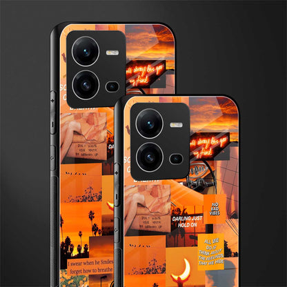 orange aesthetic back phone cover | glass case for vivo v25-5g