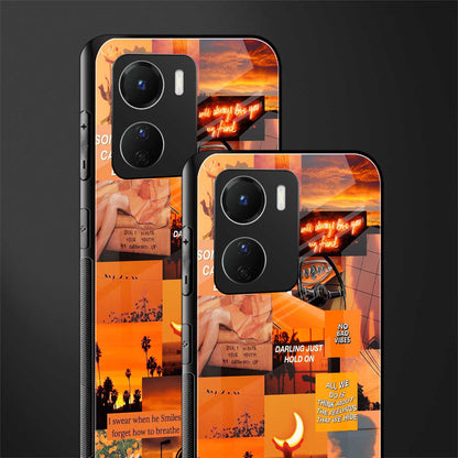 orange aesthetic back phone cover | glass case for vivo y16