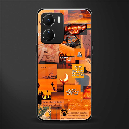 orange aesthetic back phone cover | glass case for vivo y16