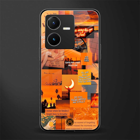 orange aesthetic back phone cover | glass case for vivo y22