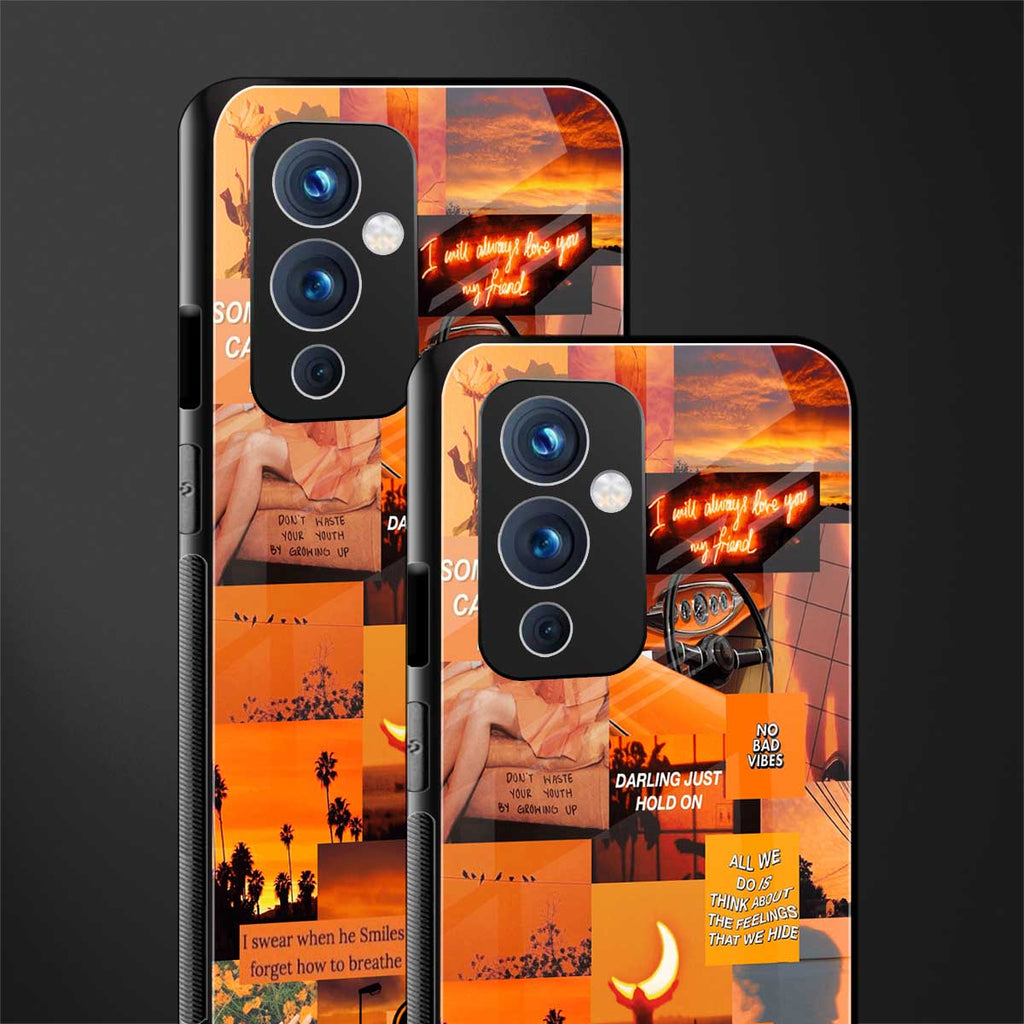 orange aesthetic back phone cover | glass case for oneplus 9