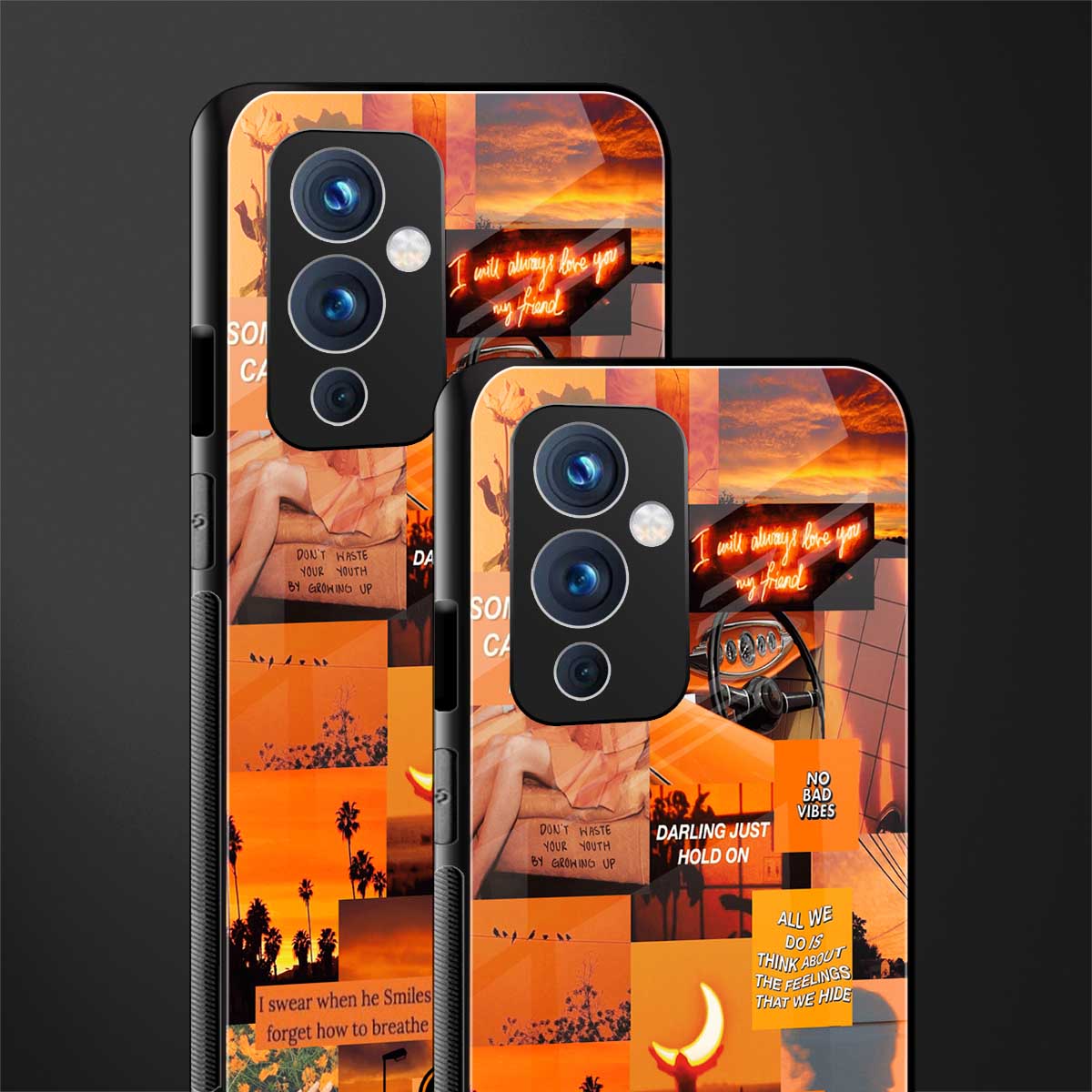 orange aesthetic back phone cover | glass case for oneplus 9