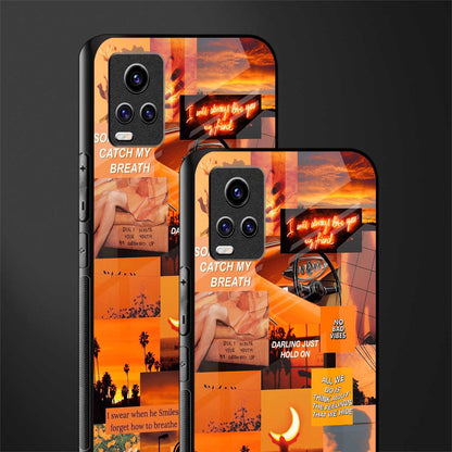 orange aesthetic back phone cover | glass case for vivo v21e 4g
