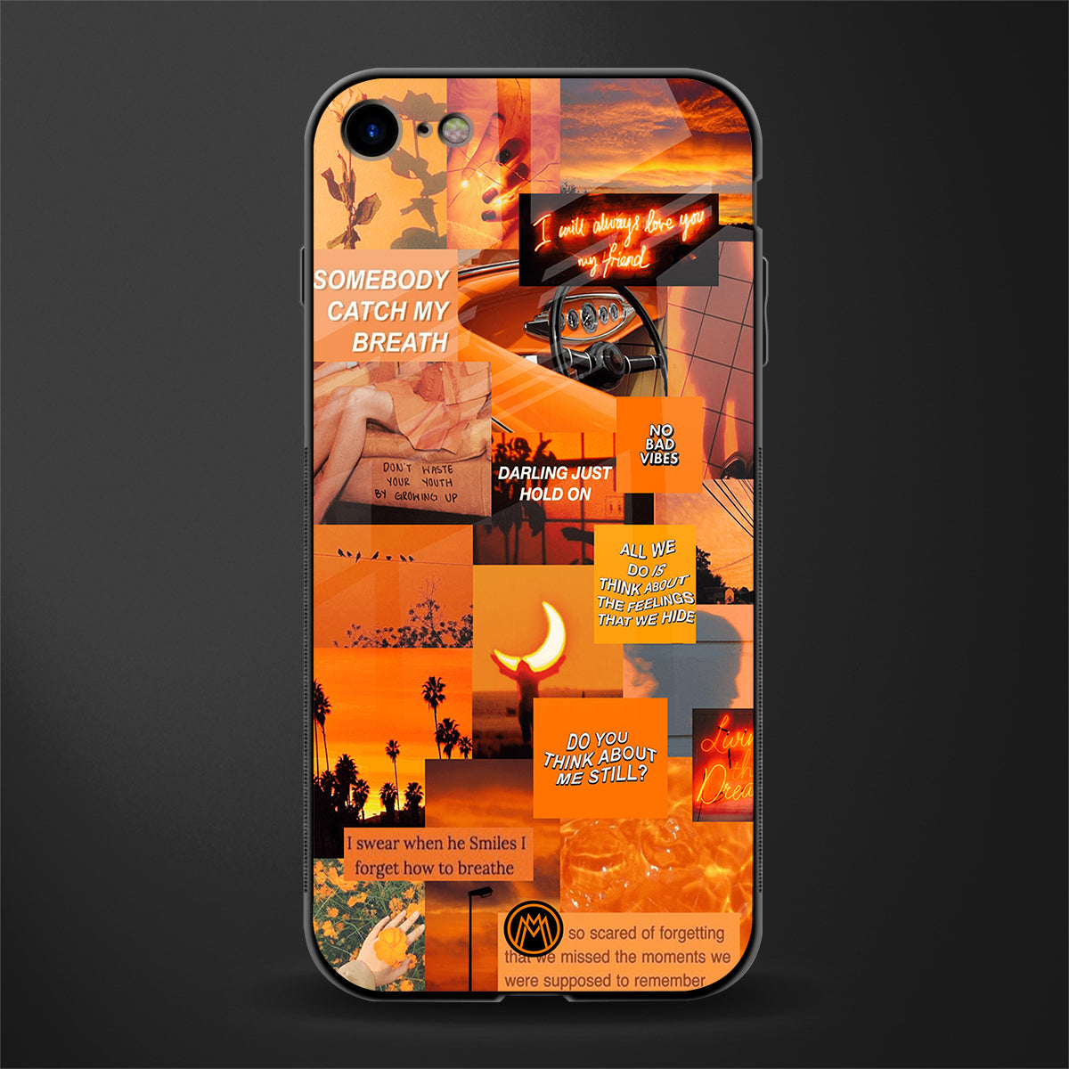 orange aesthetic glass case for iphone se 2020 image