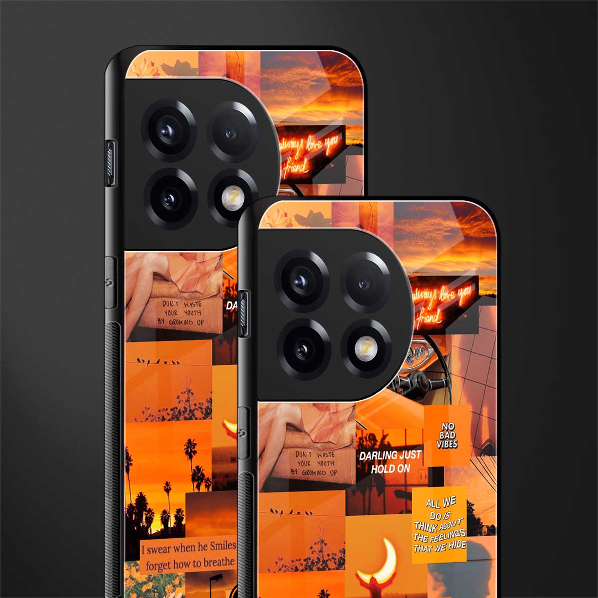 orange aesthetic back phone cover | glass case for oneplus 11r
