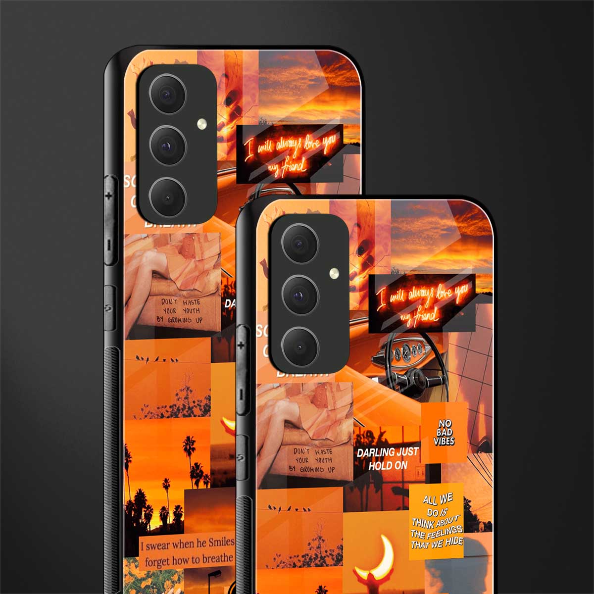 orange aesthetic back phone cover | glass case for samsung galaxy a54 5g