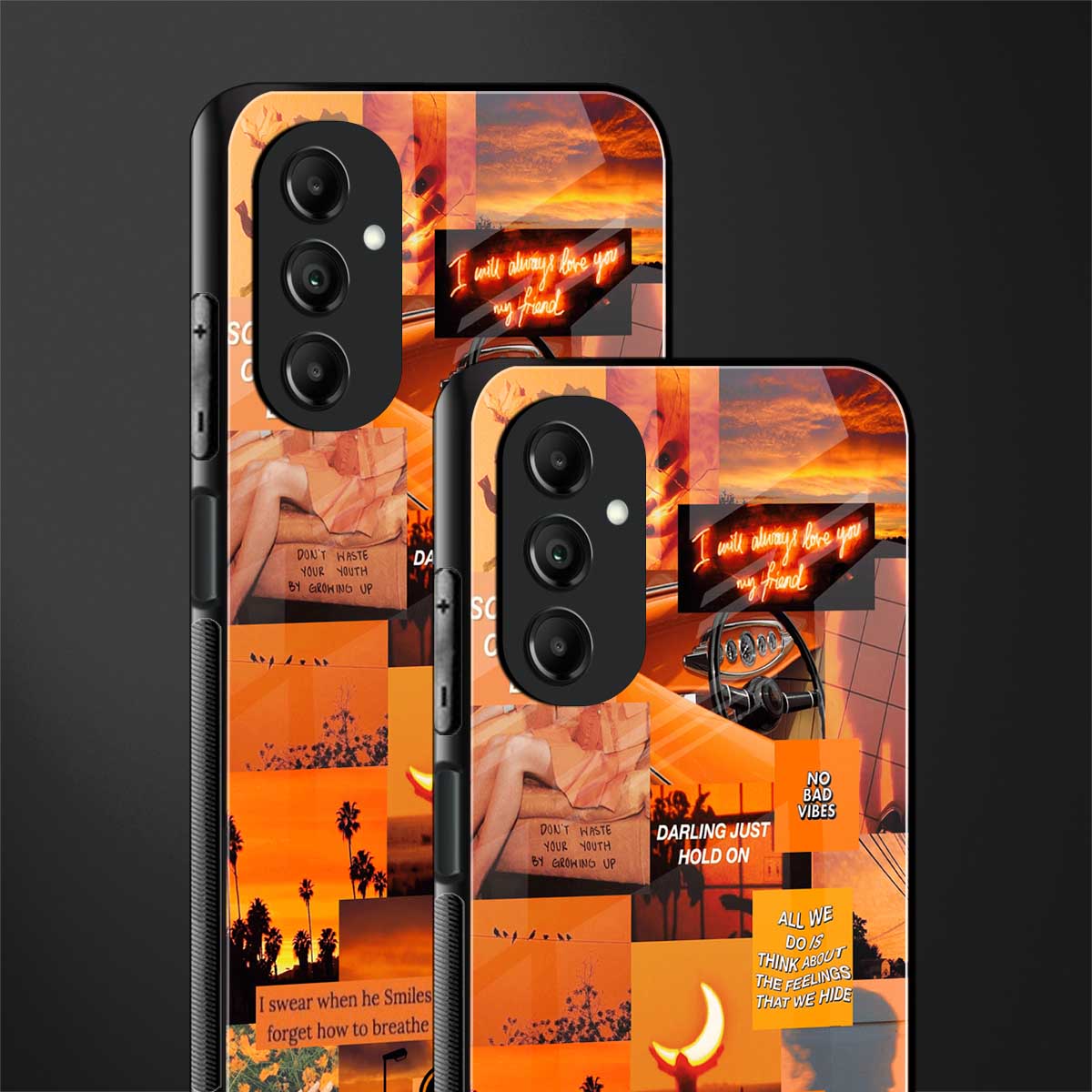 orange aesthetic back phone cover | glass case for samsung galaxy a14 5g