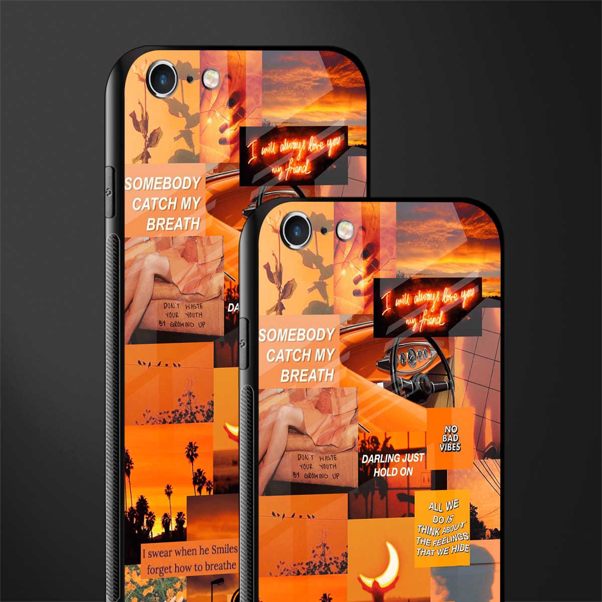 orange aesthetic glass case for iphone 6 image-2